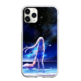 Чехол для iPhone 11 Pro матовый с принтом Animegirl Night Sea в Новосибирске, Силикон |  | аниме девушка | градиент | девочка | звезды | луна | море | на каждый день | небо | облака | океан | персонаж | синее | синий