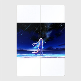 Магнитный плакат 2Х3 с принтом Animegirl Night Sea в Новосибирске, Полимерный материал с магнитным слоем | 6 деталей размером 9*9 см | аниме девушка | градиент | девочка | звезды | луна | море | на каждый день | небо | облака | океан | персонаж | синее | синий