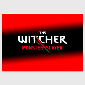 Поздравительная открытка с принтом The Witcher Monster Slayer - Gradient в Новосибирске, 100% бумага | плотность бумаги 280 г/м2, матовая, на обратной стороне линовка и место для марки
 | game | games | hunt | logo | monster | slayer | the | wild | witcher | ведьмак | градиент | дикая | игра | игры | лого | охота | охотник на монстров