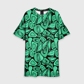 Детское платье 3D с принтом Зеленый абстрактный узор в Новосибирске, 100% полиэстер | прямой силуэт, чуть расширенный к низу. Круглая горловина, на рукавах — воланы | абстрактный | в горошек | граффити | детский современный | зелено черный | простой | ретро