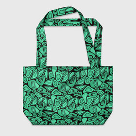 Пляжная сумка 3D с принтом Зеленый абстрактный узор в Новосибирске, 100% полиэстер | застегивается на металлическую кнопку; внутренний карман застегивается на молнию. Стенки укреплены специальным мягким материалом, чтобы защитить содержимое от несильных ударов
 | абстрактный | в горошек | граффити | детский современный | зелено черный | простой | ретро