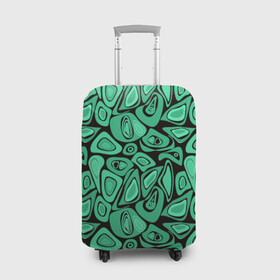 Чехол для чемодана 3D с принтом Зеленый абстрактный узор в Новосибирске, 86% полиэфир, 14% спандекс | двустороннее нанесение принта, прорези для ручек и колес | абстрактный | в горошек | граффити | детский современный | зелено черный | простой | ретро