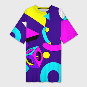 Платье-футболка 3D с принтом Геометрические фигуры в Новосибирске,  |  | Тематика изображения на принте: геометрический | красочный | мода | разноцветные 90 е | стиль | структура | текстура | ткань | узор | фон | цвет