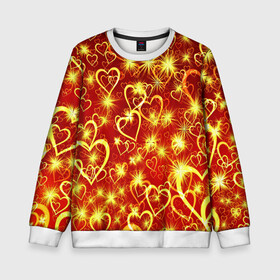 Детский свитшот 3D с принтом Любовный взрыв в Новосибирске, 100% полиэстер | свободная посадка, прямой крой, мягкая тканевая резинка на рукавах и понизу свитшота | Тематика изображения на принте: любовь | салют | сердечки | сердца | сердце | фейверк