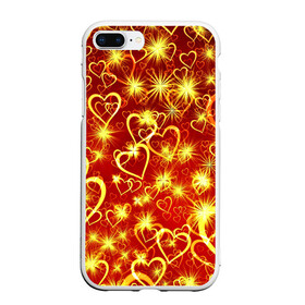 Чехол для iPhone 7Plus/8 Plus матовый с принтом Любовный взрыв в Новосибирске, Силикон | Область печати: задняя сторона чехла, без боковых панелей | любовь | салют | сердечки | сердца | сердце | фейверк