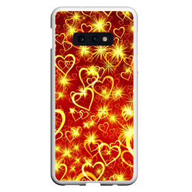 Чехол для Samsung S10E с принтом Любовный взрыв в Новосибирске, Силикон | Область печати: задняя сторона чехла, без боковых панелей | Тематика изображения на принте: любовь | салют | сердечки | сердца | сердце | фейверк