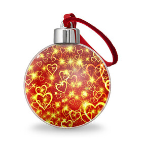 Ёлочный шар с принтом Любовный взрыв в Новосибирске, Пластик | Диаметр: 77 мм | Тематика изображения на принте: любовь | салют | сердечки | сердца | сердце | фейверк