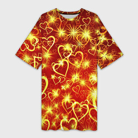 Платье-футболка 3D с принтом Любовный взрыв в Новосибирске,  |  | любовь | салют | сердечки | сердца | сердце | фейверк