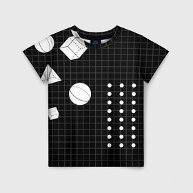 Детская футболка 3D с принтом Черно-белые фигуры 3D в Новосибирске, 100% гипоаллергенный полиэфир | прямой крой, круглый вырез горловины, длина до линии бедер, чуть спущенное плечо, ткань немного тянется | геометрический | красочный | мода.3d | стиль | структура | текстура | ткань | узор | фон | цвет