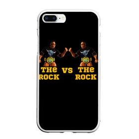 Чехол для iPhone 7Plus/8 Plus матовый с принтом The ROCK VS The ROCK в Новосибирске, Силикон | Область печати: задняя сторона чехла, без боковых панелей | versus | двойники | дуэйн джонсон | жёлтый | пояс | скала против скалы | чёрный