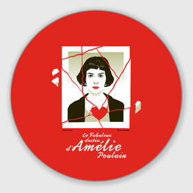 Коврик для мышки круглый с принтом Amelie в Новосибирске, резина и полиэстер | круглая форма, изображение наносится на всю лицевую часть | Тематика изображения на принте: amelie | french comedy | heart | photograph | the fabulous destiny of amelie poulain | torn | амели | комедия | невероятная судьба амели пулен | разорванная | романтическая | сердце | фотография | французская