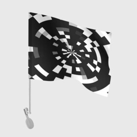 Флаг для автомобиля с принтом Черно-белый фон иллюзии в Новосибирске, 100% полиэстер | Размер: 30*21 см | абстрактный | геометрический | дизайн | иллюзия | кривая | линии | пиксель | текстура | узор