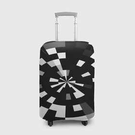 Чехол для чемодана 3D с принтом Черно-белый фон иллюзии в Новосибирске, 86% полиэфир, 14% спандекс | двустороннее нанесение принта, прорези для ручек и колес | абстрактный | геометрический | дизайн | иллюзия | кривая | линии | пиксель | текстура | узор
