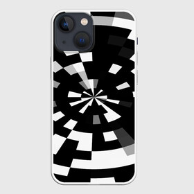 Чехол для iPhone 13 mini с принтом Черно белый фон иллюзии в Новосибирске,  |  | абстрактный | геометрический | дизайн | иллюзия | кривая | линии | пиксель | текстура | узор