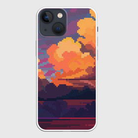 Чехол для iPhone 13 mini с принтом Закат на море в Новосибирске,  |  | 8 bit | 8 бит | игры | пейзаж | пиксель арт