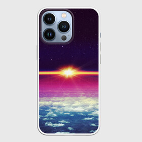 Чехол для iPhone 13 Pro с принтом МЕЖДУ НЕБОМ И ЗЕМЛЁЙ в Новосибирске,  |  | земля | космос | лучи. звёзды | облака | рассвет | солнце