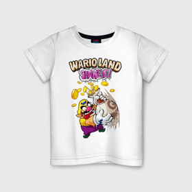 Детская футболка хлопок с принтом Wario в Новосибирске, 100% хлопок | круглый вырез горловины, полуприлегающий силуэт, длина до линии бедер | Тематика изображения на принте: mario | nintendo | smash bros | super | wario | варио | марио | нинтендо