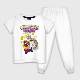 Детская пижама хлопок с принтом Wario в Новосибирске, 100% хлопок |  брюки и футболка прямого кроя, без карманов, на брюках мягкая резинка на поясе и по низу штанин
 | Тематика изображения на принте: mario | nintendo | smash bros | super | wario | варио | марио | нинтендо