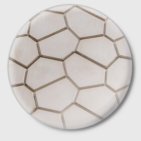 Значок с принтом Ячейки в Новосибирске,  металл | круглая форма, металлическая застежка в виде булавки | 3d | бежевый | бетон | плиты | серый | соты | спокойный | структура | текстура | ячеистый