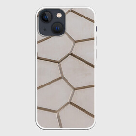 Чехол для iPhone 13 mini с принтом Ячейки в Новосибирске,  |  | 3d | бежевый | бетон | плиты | серый | соты | спокойный | структура | текстура | ячеистый