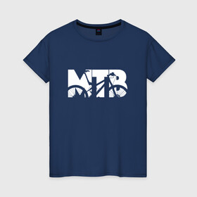 Женская футболка хлопок с принтом МТБ (MTB) в Новосибирске, 100% хлопок | прямой крой, круглый вырез горловины, длина до линии бедер, слегка спущенное плечо | bicycle | bike | mountain bike | mountainbike | байк | вело | велобайк | велосипед | велосипедные | велоспорт | горный велосипед | для велосипеда | колесо | маунтинбайк | спорт