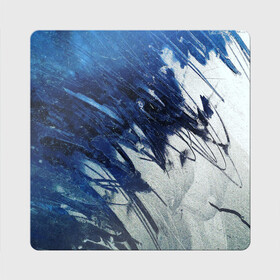 Магнит виниловый Квадрат с принтом Серо-синее абстрактное в Новосибирске, полимерный материал с магнитным слоем | размер 9*9 см, закругленные углы | Тематика изображения на принте: абстракция | двухцветное | серое | синее | спокойное