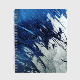 Тетрадь с принтом Серо-синее абстрактное в Новосибирске, 100% бумага | 48 листов, плотность листов — 60 г/м2, плотность картонной обложки — 250 г/м2. Листы скреплены сбоку удобной пружинной спиралью. Уголки страниц и обложки скругленные. Цвет линий — светло-серый
 | абстракция | двухцветное | серое | синее | спокойное