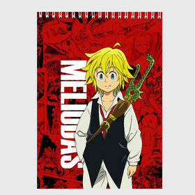 Скетчбук с принтом Мелиодас, Meliodas в Новосибирске, 100% бумага
 | 48 листов, плотность листов — 100 г/м2, плотность картонной обложки — 250 г/м2. Листы скреплены сверху удобной пружинной спиралью | anime | manga | meliodas | аниме | манга | мелиодас