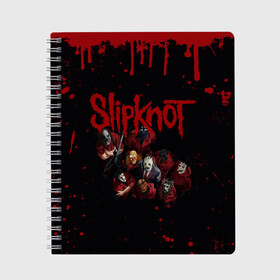 Тетрадь с принтом SLIPKNOT | СЛИПКНОТ (Z) в Новосибирске, 100% бумага | 48 листов, плотность листов — 60 г/м2, плотность картонной обложки — 250 г/м2. Листы скреплены сбоку удобной пружинной спиралью. Уголки страниц и обложки скругленные. Цвет линий — светло-серый
 | rock | slipknot | алессандро вентурелла | джей вайнберг | джеймс рут | кори тейлор | крэйг джонс | мик томсон | петля | рок | сид уилсон | скользящий узел | слипкнот | тяжелый рок | удавка | шон крэхан