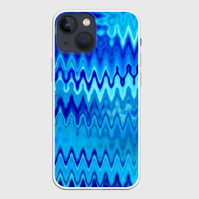 Чехол для iPhone 13 mini с принтом Синий голубой абстрактный узор в Новосибирске,  |  | абстрактный | волны | зигзаг | размытый узор | синий | современный