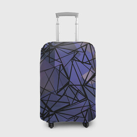 Чехол для чемодана 3D с принтом Синий-бежевый абстрактный узор в Новосибирске, 86% полиэфир, 14% спандекс | двустороннее нанесение принта, прорези для ручек и колес | Тематика изображения на принте: абстрактный | мужской | полигональный узор | синий | современный | текстура | фиолетовый