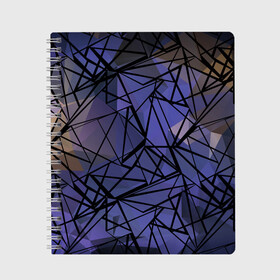 Тетрадь с принтом Синий-бежевый абстрактный узор в Новосибирске, 100% бумага | 48 листов, плотность листов — 60 г/м2, плотность картонной обложки — 250 г/м2. Листы скреплены сбоку удобной пружинной спиралью. Уголки страниц и обложки скругленные. Цвет линий — светло-серый
 | Тематика изображения на принте: абстрактный | мужской | полигональный узор | синий | современный | текстура | фиолетовый