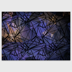 Поздравительная открытка с принтом Синий-бежевый абстрактный узор в Новосибирске, 100% бумага | плотность бумаги 280 г/м2, матовая, на обратной стороне линовка и место для марки
 | абстрактный | мужской | полигональный узор | синий | современный | текстура | фиолетовый