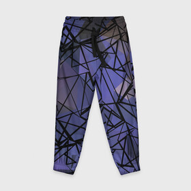 Детские брюки 3D с принтом Синий-бежевый абстрактный узор в Новосибирске, 100% полиэстер | манжеты по низу, эластичный пояс регулируется шнурком, по бокам два кармана без застежек, внутренняя часть кармана из мелкой сетки | абстрактный | мужской | полигональный узор | синий | современный | текстура | фиолетовый