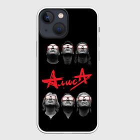 Чехол для iPhone 13 mini с принтом АЛИСА в Новосибирске,  |  | metal | music | punk | rock | russian | алиса | группа | кинчев | красное | метал | музыка | небо | панк | петербург | питер | ретро | рок | русский | славян | черный