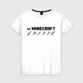 Женская футболка хлопок с принтом Minecraft Hemlet в Новосибирске, 100% хлопок | прямой крой, круглый вырез горловины, длина до линии бедер, слегка спущенное плечо | hemlet | minecraft | minecraft items | mojang | pixels | майнкрафт | незеритовый шлем | пиксели | шлем