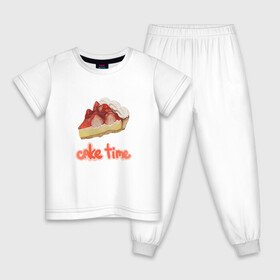 Детская пижама хлопок с принтом Cake time! в Новосибирске, 100% хлопок |  брюки и футболка прямого кроя, без карманов, на брюках мягкая резинка на поясе и по низу штанин
 | вкусняшка | еда | рисунок | розовый | торт