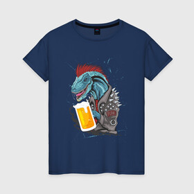 Женская футболка хлопок с принтом Пивозавр - Гранж в Новосибирске, 100% хлопок | прямой крой, круглый вырез горловины, длина до линии бедер, слегка спущенное плечо | dinosaur | pivo | pivozavr | гранж | динозавр | прикол
