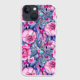Чехол для iPhone 13 mini с принтом Волшебный сад с пионами в Новосибирске,  |  | peonies | peony | волшебный | пион | пионы | сад | сказка | сказочный | цветочки | цветочный | цветы