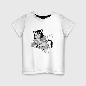 Детская футболка хлопок с принтом Нагаторо-сан кошечка в Новосибирске, 100% хлопок | круглый вырез горловины, полуприлегающий силуэт, длина до линии бедер | аниме | кошка | нагаторо | неко | садистка | ученица | хаясэ | школьница
