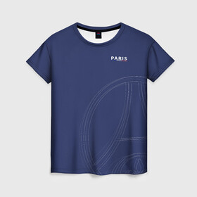 Женская футболка 3D с принтом PSG | Core Big Logo Blue (New 2022/23) в Новосибирске, 100% полиэфир ( синтетическое хлопкоподобное полотно) | прямой крой, круглый вырез горловины, длина до линии бедер | 0x000000123 | messi | neymar | paris saint germain | psg | месси | нейимар | псж