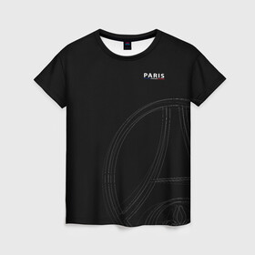 Женская футболка 3D с принтом PSG | Core Big Logo Black (New 2022/23) в Новосибирске, 100% полиэфир ( синтетическое хлопкоподобное полотно) | прямой крой, круглый вырез горловины, длина до линии бедер | 0x000000123 | messi | neymar | paris saint germain | psg | месси | нейимар | псж