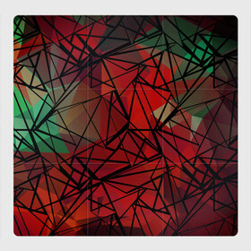 Магнитный плакат 3Х3 с принтом Абстрактный геометрический  в Новосибирске, Полимерный материал с магнитным слоем | 9 деталей размером 9*9 см | Тематика изображения на принте: абстрактный | геометрический | зеленый | красный | линии | молодежный | полигональный | современный