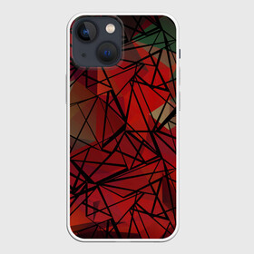 Чехол для iPhone 13 mini с принтом Абстрактный геометрический в Новосибирске,  |  | абстрактный | геометрический | зеленый | красный | линии | молодежный | полигональный | современный