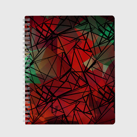 Тетрадь с принтом Абстрактный геометрический  в Новосибирске, 100% бумага | 48 листов, плотность листов — 60 г/м2, плотность картонной обложки — 250 г/м2. Листы скреплены сбоку удобной пружинной спиралью. Уголки страниц и обложки скругленные. Цвет линий — светло-серый
 | абстрактный | геометрический | зеленый | красный | линии | молодежный | полигональный | современный