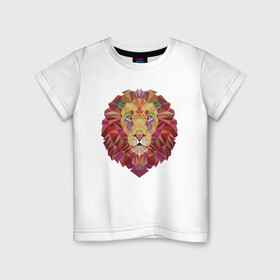 Детская футболка хлопок с принтом Lion Puzzle в Новосибирске, 100% хлопок | круглый вырез горловины, полуприлегающий силуэт, длина до линии бедер | Тематика изображения на принте: animal | cat | lion | африка | животные | зверь | кот | кошка | лев | львенок | львица | тигр | хищник | царь