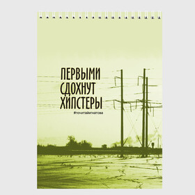 Скетчбук с принтом Первыми сдохнут хипстеры в Новосибирске, 100% бумага
 | 48 листов, плотность листов — 100 г/м2, плотность картонной обложки — 250 г/м2. Листы скреплены сверху удобной пружинной спиралью | Тематика изображения на принте: field | hipsters | phrase | poles | story | wires | повесть | поле | провода | столбы | фраза | хипстеры