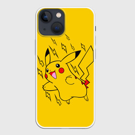 Чехол для iPhone 13 mini с принтом Летящий Пикачу в Новосибирске,  |  | anime | pikachu | pokemon | poket monster | poketmon | аниме | анимэ | карманные монстры | пикачу | покемон