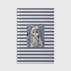 Обложка для паспорта матовая кожа с принтом Иллюстрация Кукла Блайз в Новосибирске, натуральная матовая кожа | размер 19,3 х 13,7 см; прозрачные пластиковые крепления | детский | для девочек | игрушки | кукла блайз | куклы | полосатый | серый | фото куклы