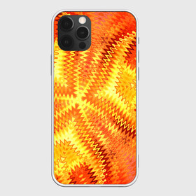 Чехол для iPhone 12 Pro с принтом Желто-оранжевая абстракция  в Новосибирске, силикон | область печати: задняя сторона чехла, без боковых панелей | желто оранжевый | желтый | зигзаги | иллюзия | креативный | летний | осенний | фентези
